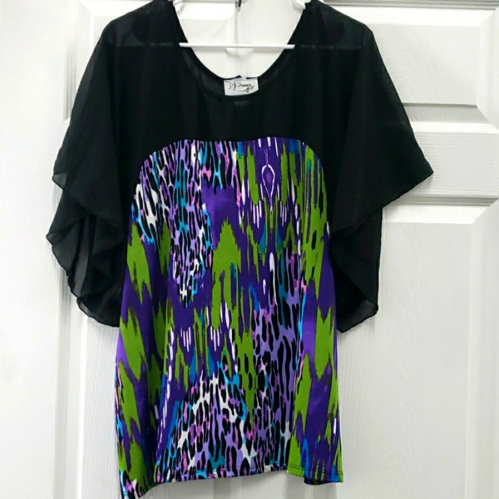 Final Price #10242-5 Blouse Multicolored,2x, 3x,Multicolored.
